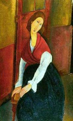 Amedeo Modigliani Jeanne Hebuterne in Red Shawl Spain oil painting art